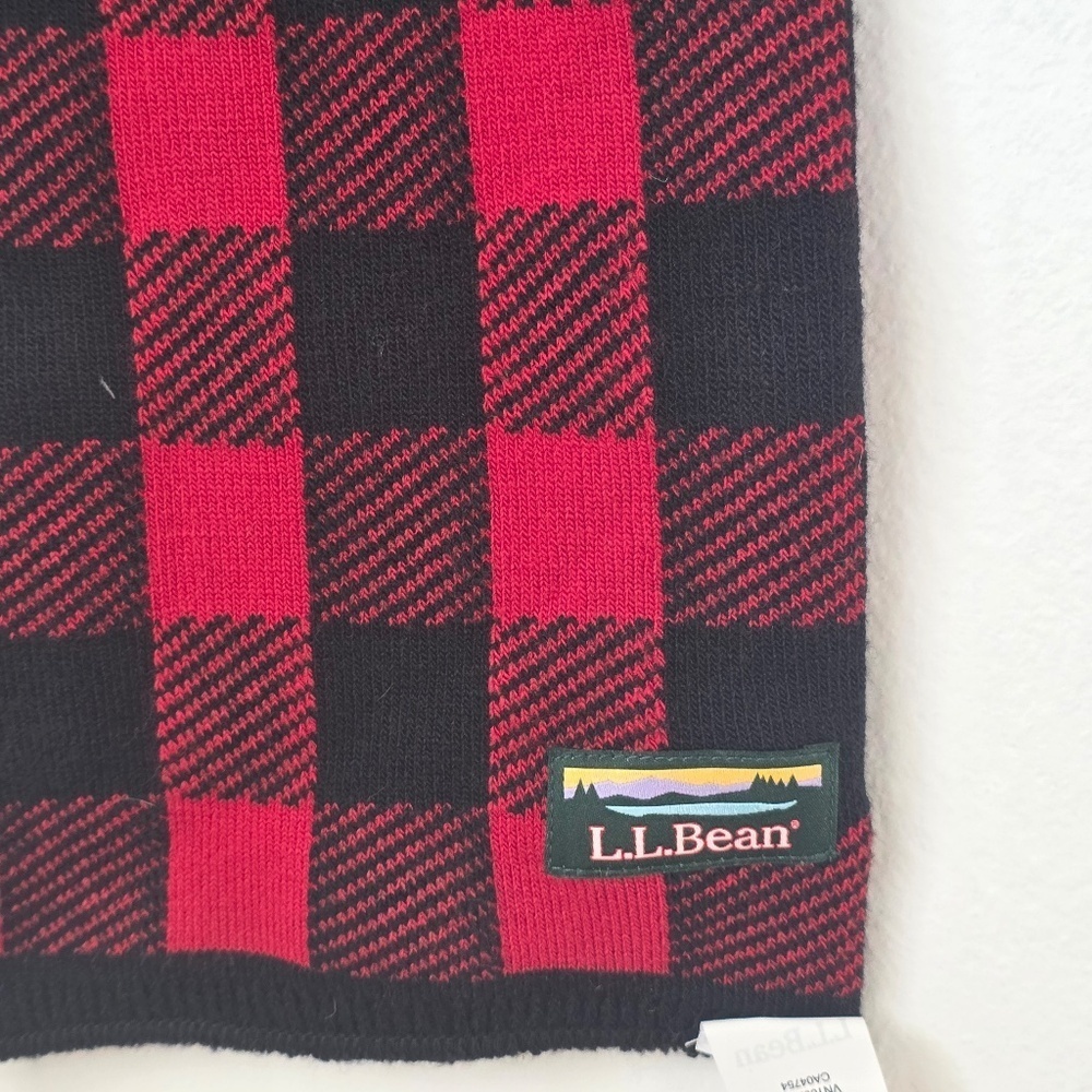 LL Bean Reversible Buffalo Plaid/Logo Winter Scarf - One Size - Picture 3 of 5